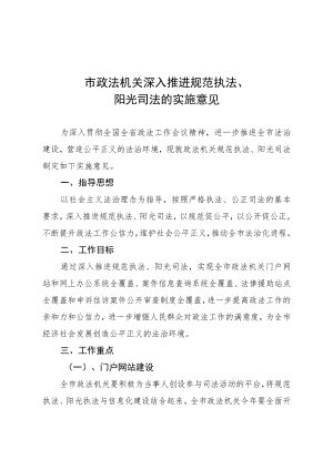 市政法机关深入推进规范执法、阳光司法工作方案.docx