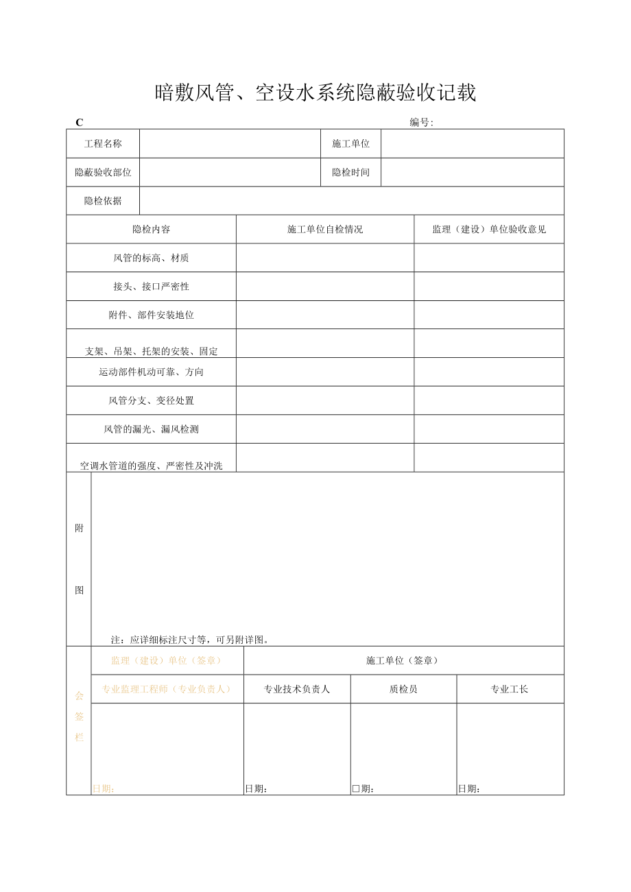 暗敷风管、空设水系统隐蔽验收记录.docx_第1页