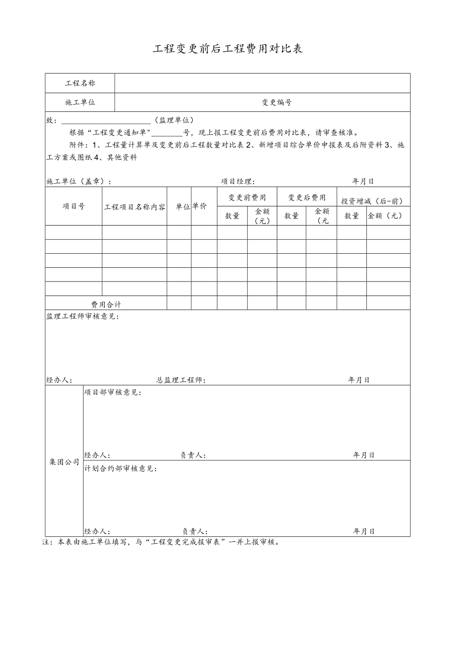 工程变更前后工程费用对比表.docx_第1页