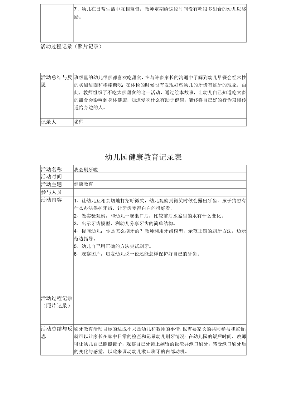 幼儿园-小班健康教育教学记录表格5篇.docx_第3页