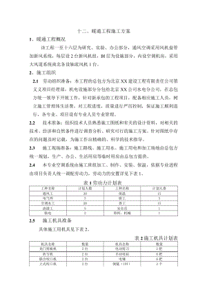 暖通工程施工方案模板.docx