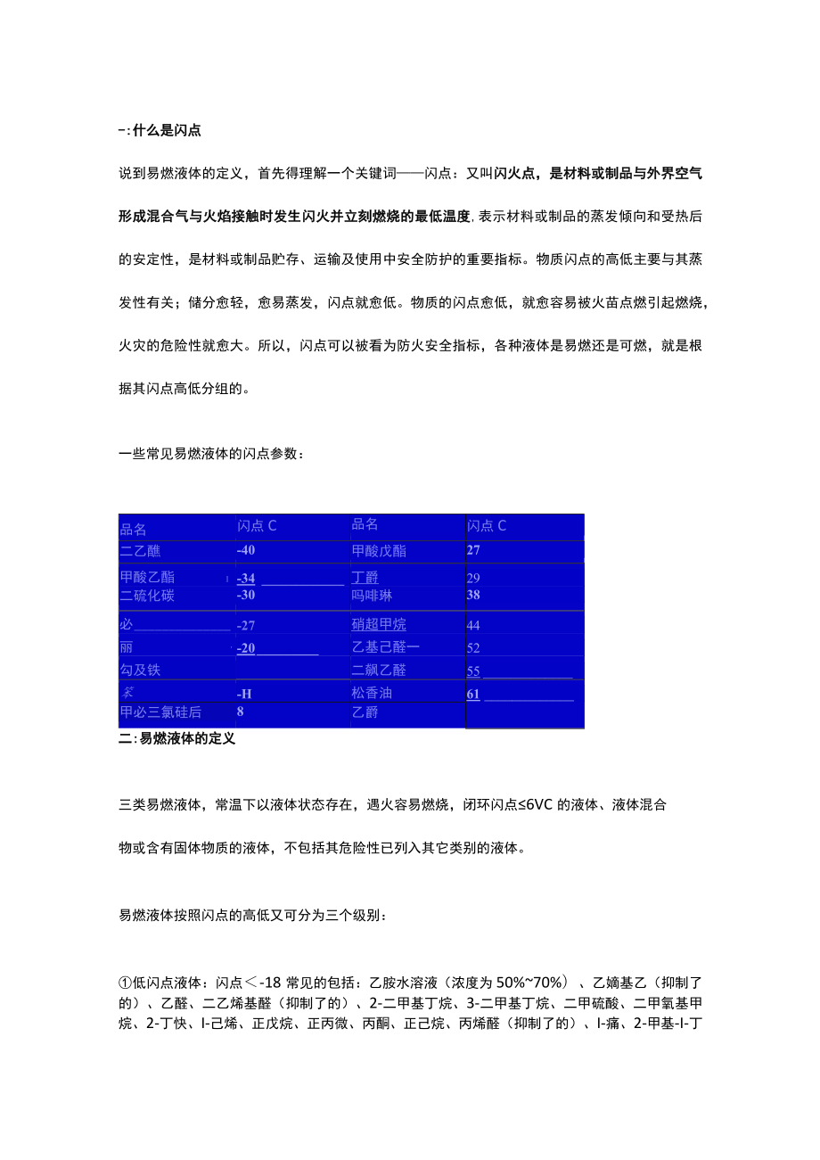 易燃液体、可燃液体的定义及分类汇总.docx_第1页