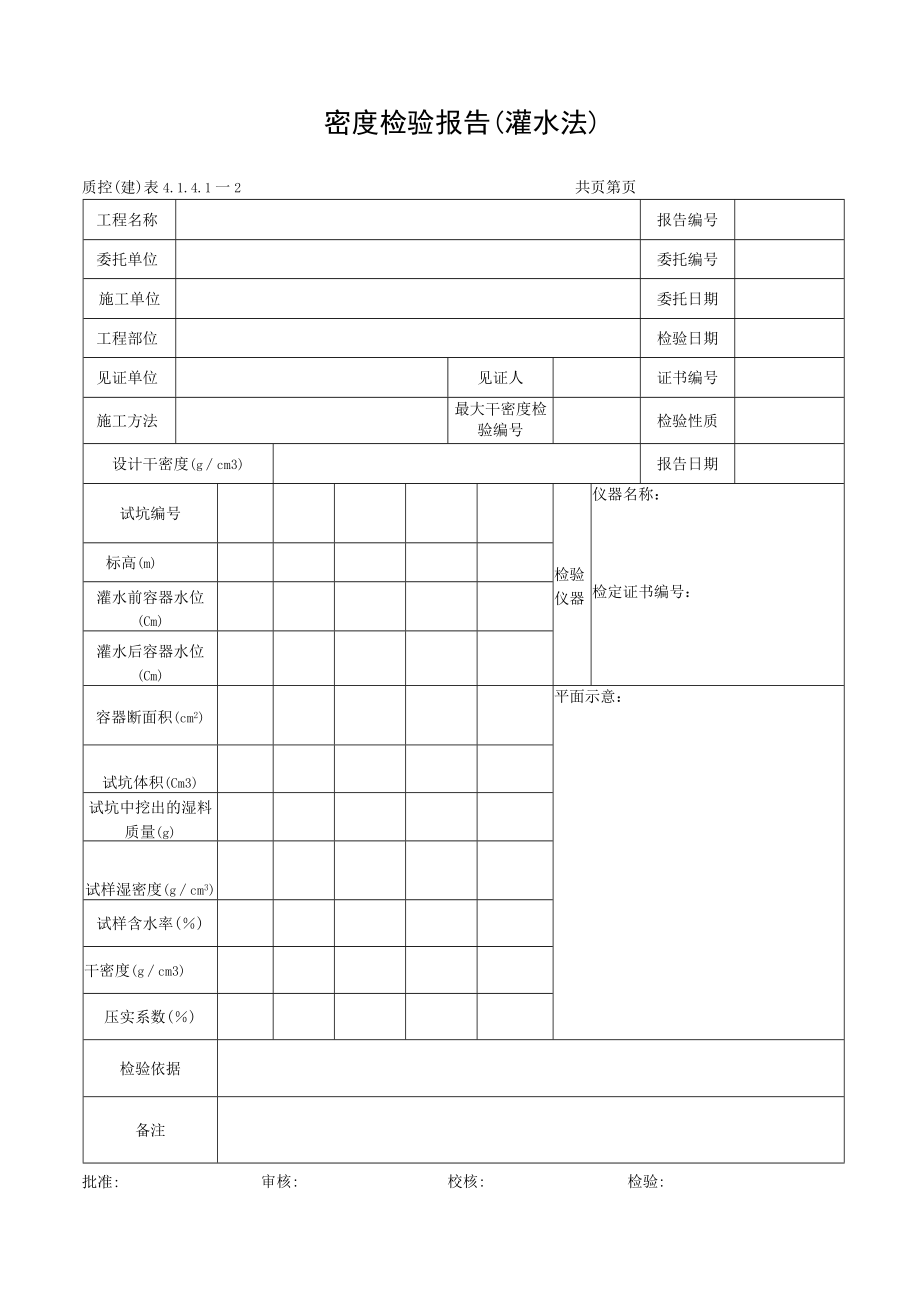 密度检验报告（灌水法）.docx_第1页