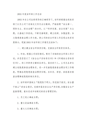 年度安环部工作总结.docx