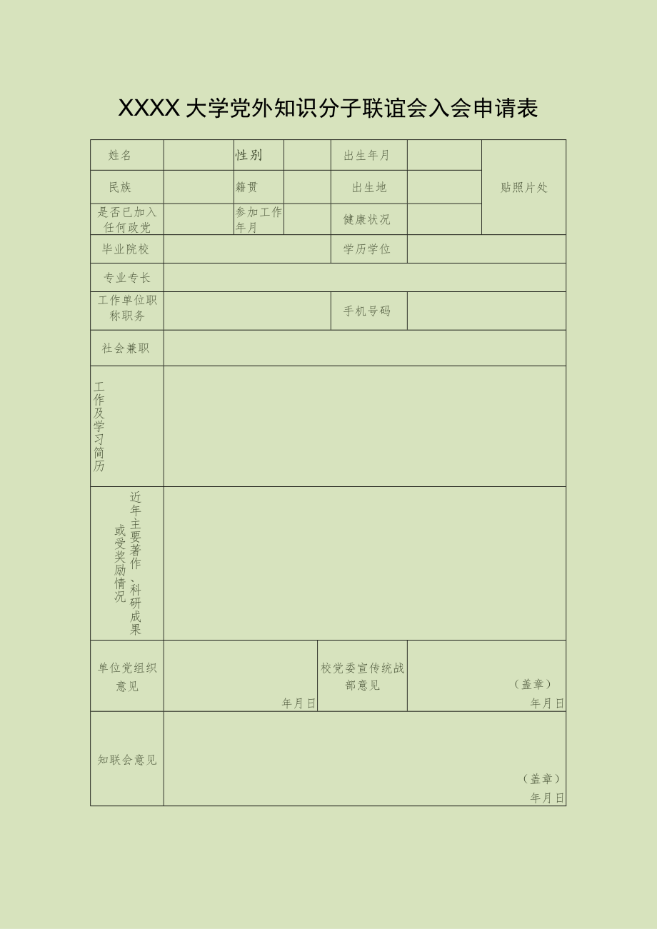 大学党外知识分子联谊会入会申请表.docx_第1页