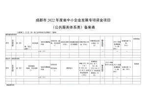 成都市2022年度省中小企业发展专项资金项目公共服务体系类备案表.docx