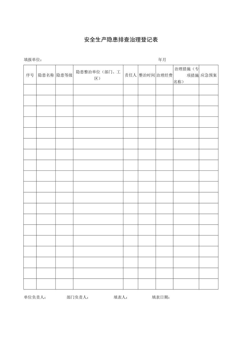 安全生产隐患排查治理登记表（空表）.docx_第1页