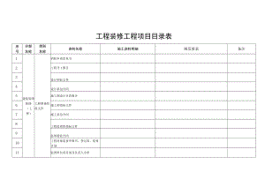 工程装修工程项目目录表.docx