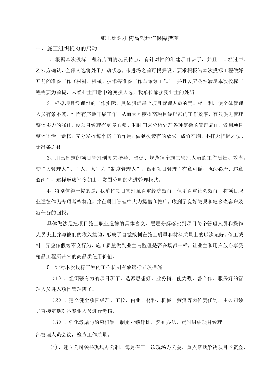 施工组织机构高效运作保障措施.docx_第1页