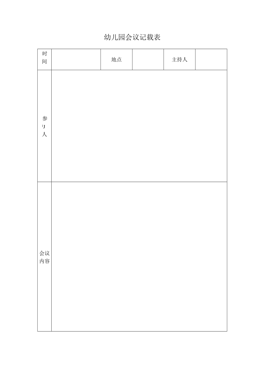 幼儿园会议记录表模板.docx_第1页