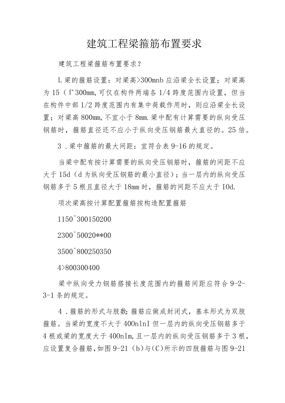 建筑工程梁箍筋布置要求.docx_第1页