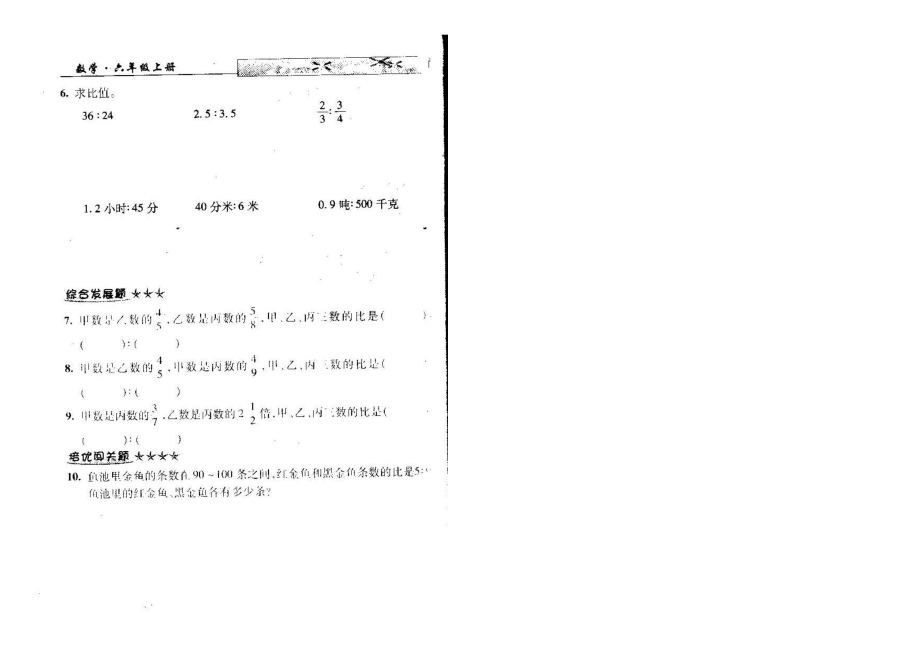 比的认识、比的化简练习题.doc_第3页