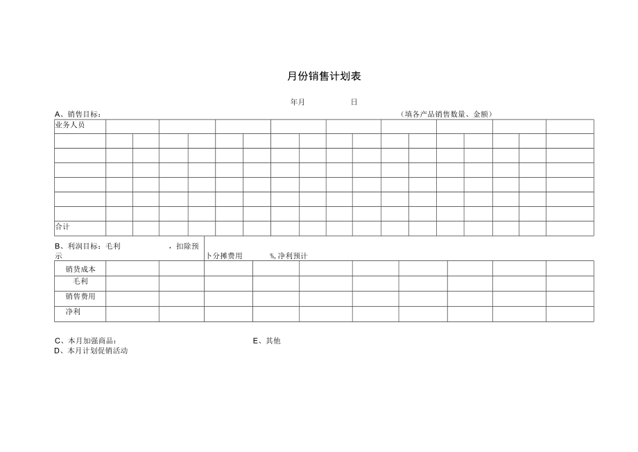 月份销售计划表.docx_第1页