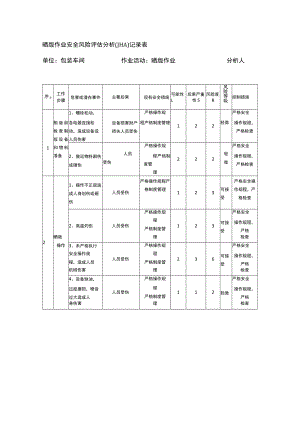 晒版作业安全风险评估分析（JHA）记录表.docx