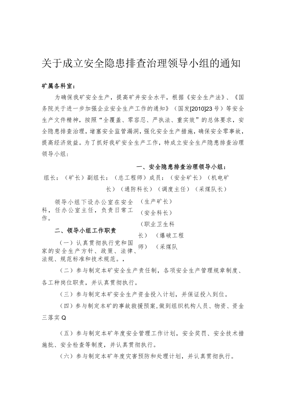 安全隐患排查领导小组.docx_第1页