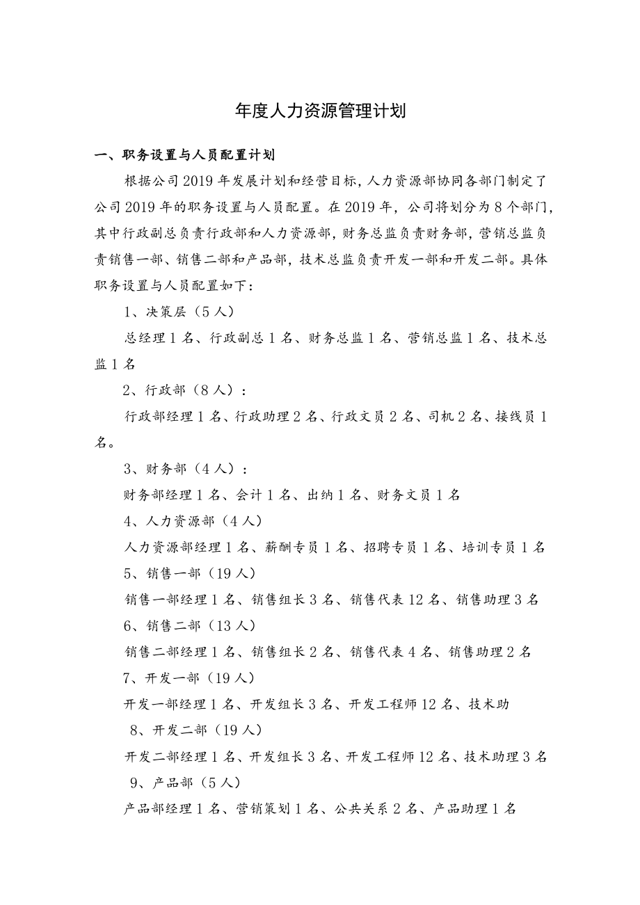 年度人力资源管理计划.docx_第1页