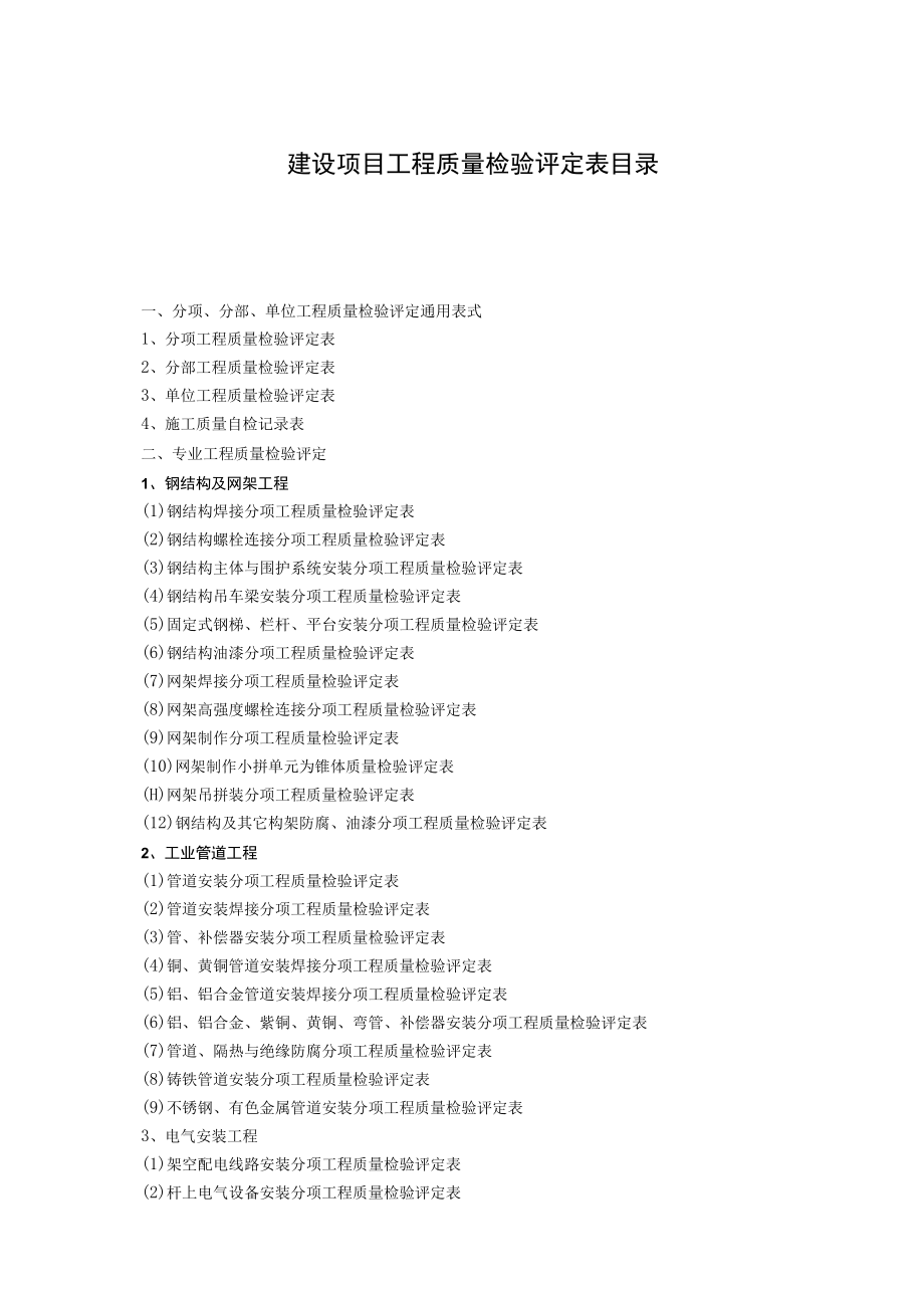 建设项目工程质量检验评定表目录.docx_第1页