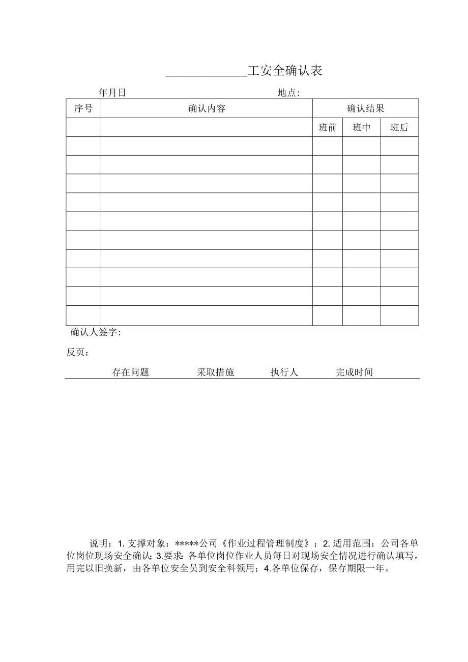 安全标准化之岗位安全确认表.docx_第1页