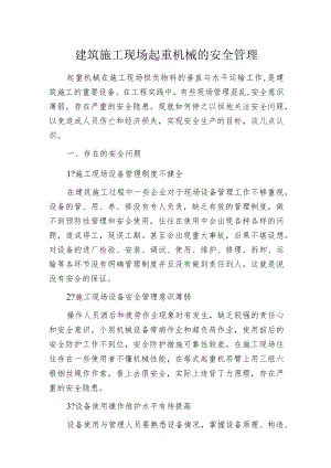 建筑施工现场起重机械的安全管理.docx