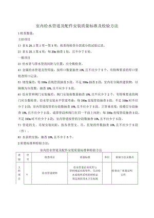 室内给水管道及配件安装质量标准及检验方法.docx