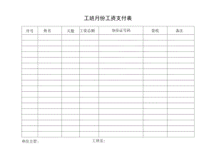 工班 月工资支付表.docx