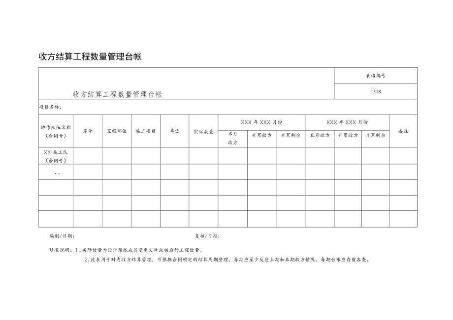 收方结算工程数量管理台帐.docx_第1页