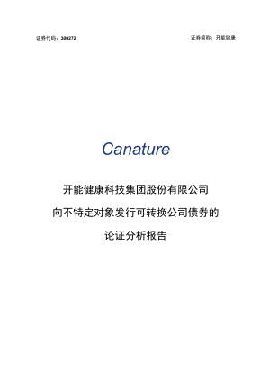 开能健康：向不特定对象发行可转换公司债券论证分析报告.docx