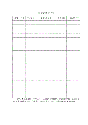 安全标准化之来文来函登记表.docx