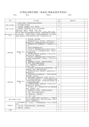 护理技术操作规程（轮流泵微量泵使用考核表）.docx