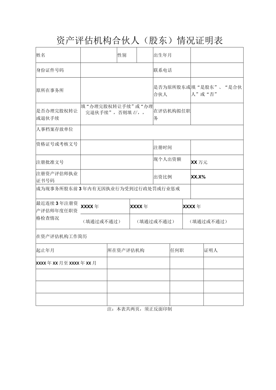 资产评估机构合伙人股东情况证明表.docx_第1页