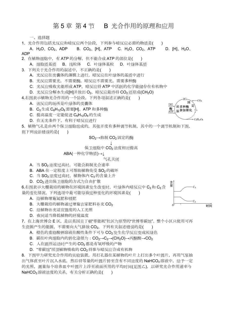 第5章第4节　B光合作用的原理和应用附答案.doc_第1页