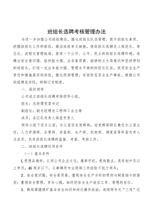 煤矿班组长选聘、使用、培养管理机制.docx