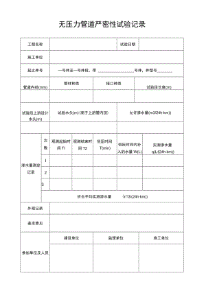 无压力管道严密性试验记录.docx