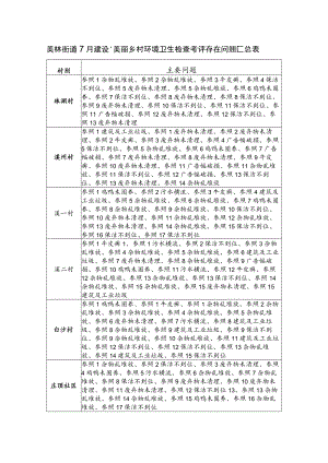 美林街道7月建设“美丽乡村”环境卫生检查考评存在问题汇总表.docx