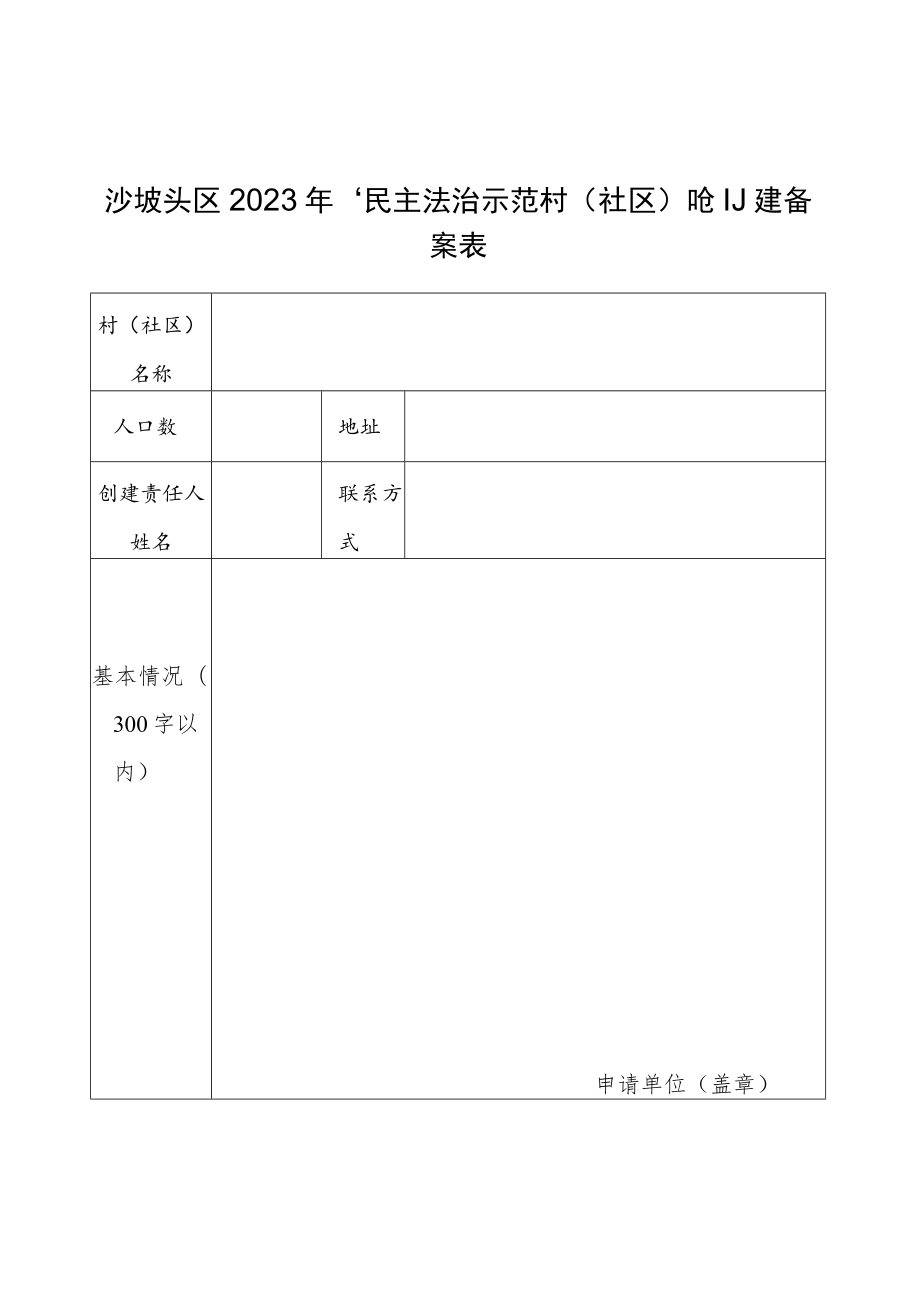 沙坡头区2023年“民主法治示范村社区”创建备案表.docx_第1页