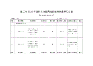 湛江市2020年度脱贫攻坚突出贡献集体推荐汇总表.docx