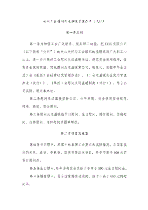 公司工会慰问及送温暖管理办法（试行）.docx