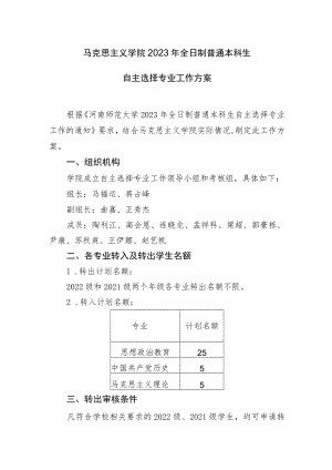 马克思主义学院2023年全日制普通本科生自主选择专业工作方案.docx