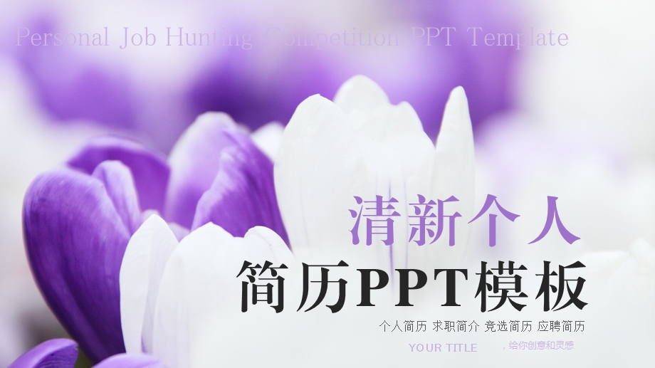 紫色唯美花卉个人简历PPT模板.pptx_第1页