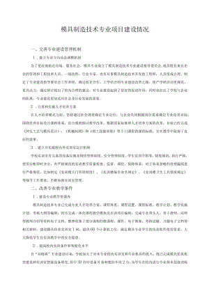 模具制造技术专业项目建设情况.docx