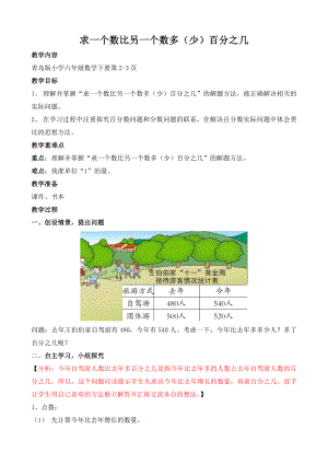 青岛版小学数学六年级下册百分数的应用教案.doc