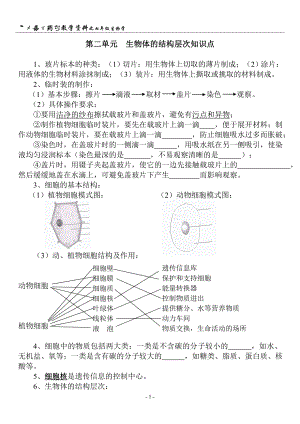 第二单元生物体的结构层次知识点.doc