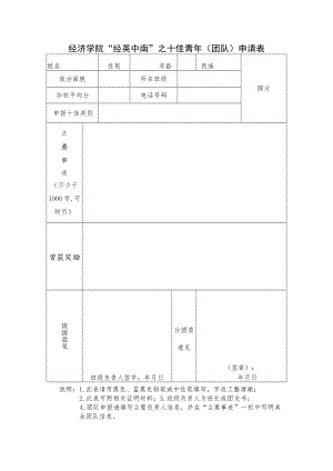 经济学院“经英中南”之十佳青年团队申请表.docx