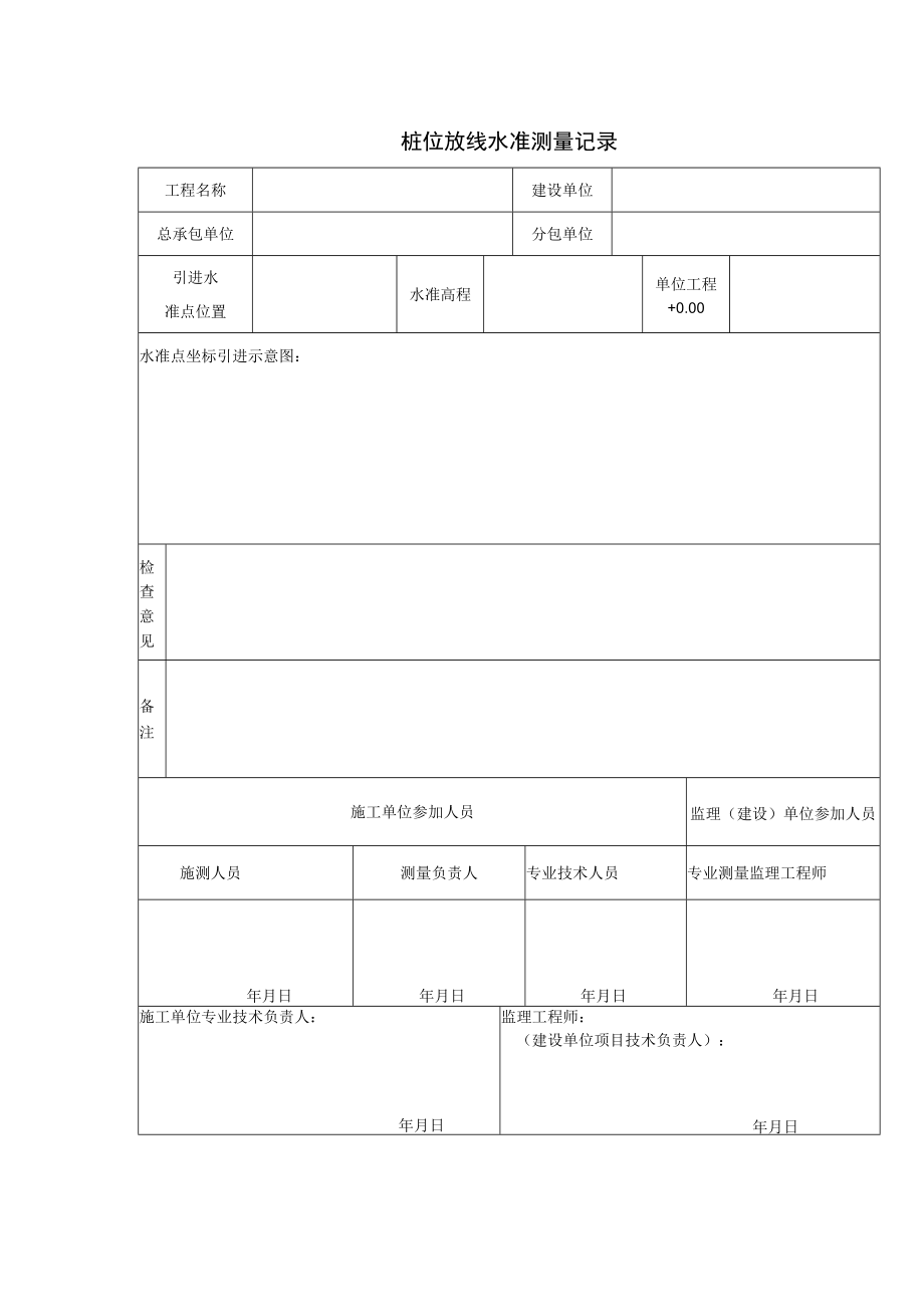 桩位放线水准测量记录.docx_第1页