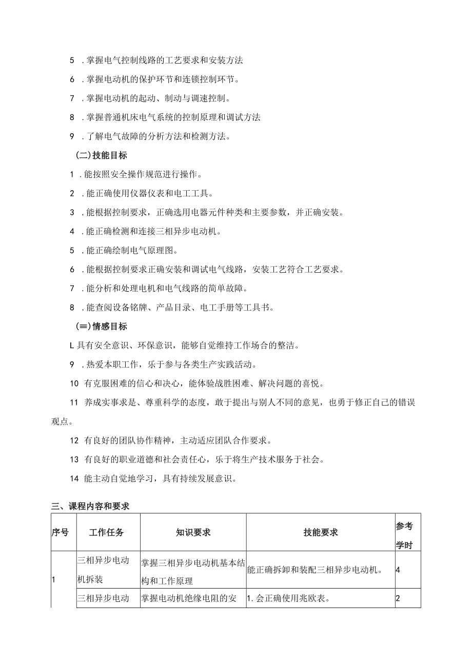 《维修电工技能》课程标准.docx_第2页