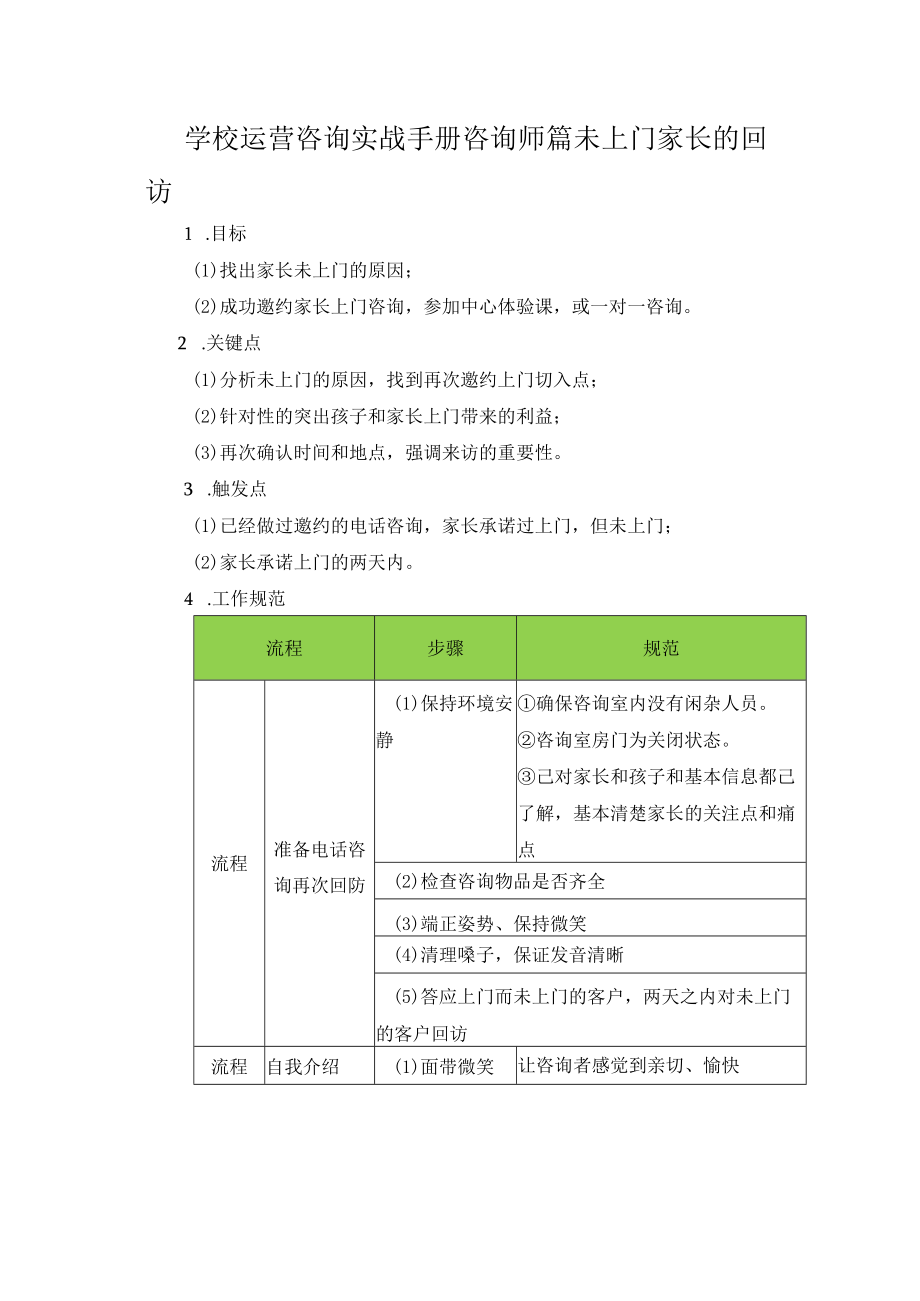 学校运营咨询实战手册咨询师篇未上门家长的回访.docx_第1页