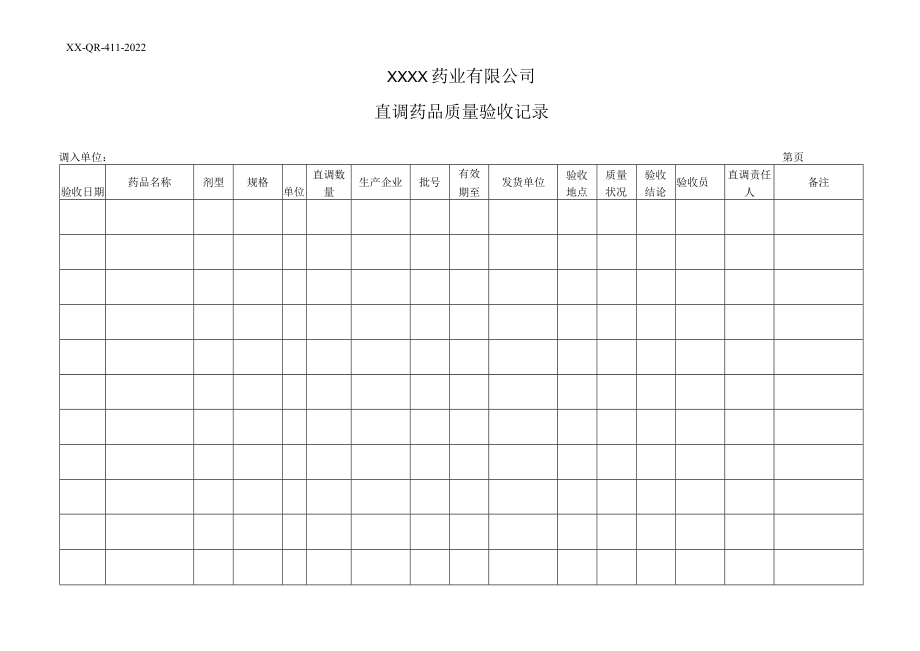 直调药品质量验收记录.docx_第1页