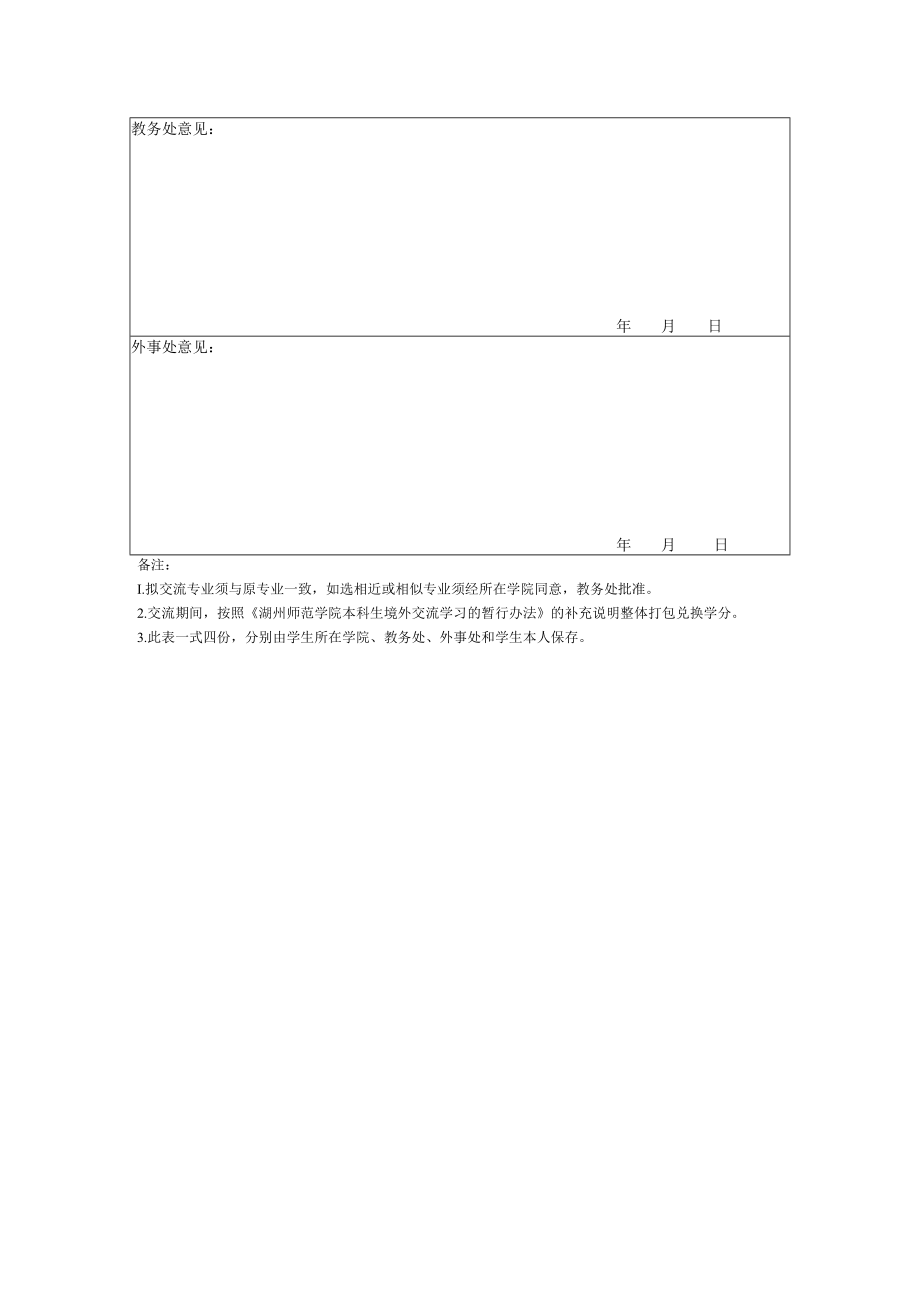 湖州师范学院派出留学生教学与学籍处理意见表.docx_第2页