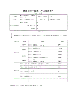 绩效目标申报表产业发展类.docx