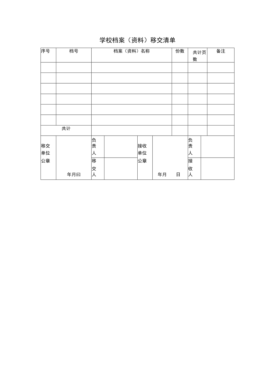 学校档案（资料）移交清单.docx_第1页